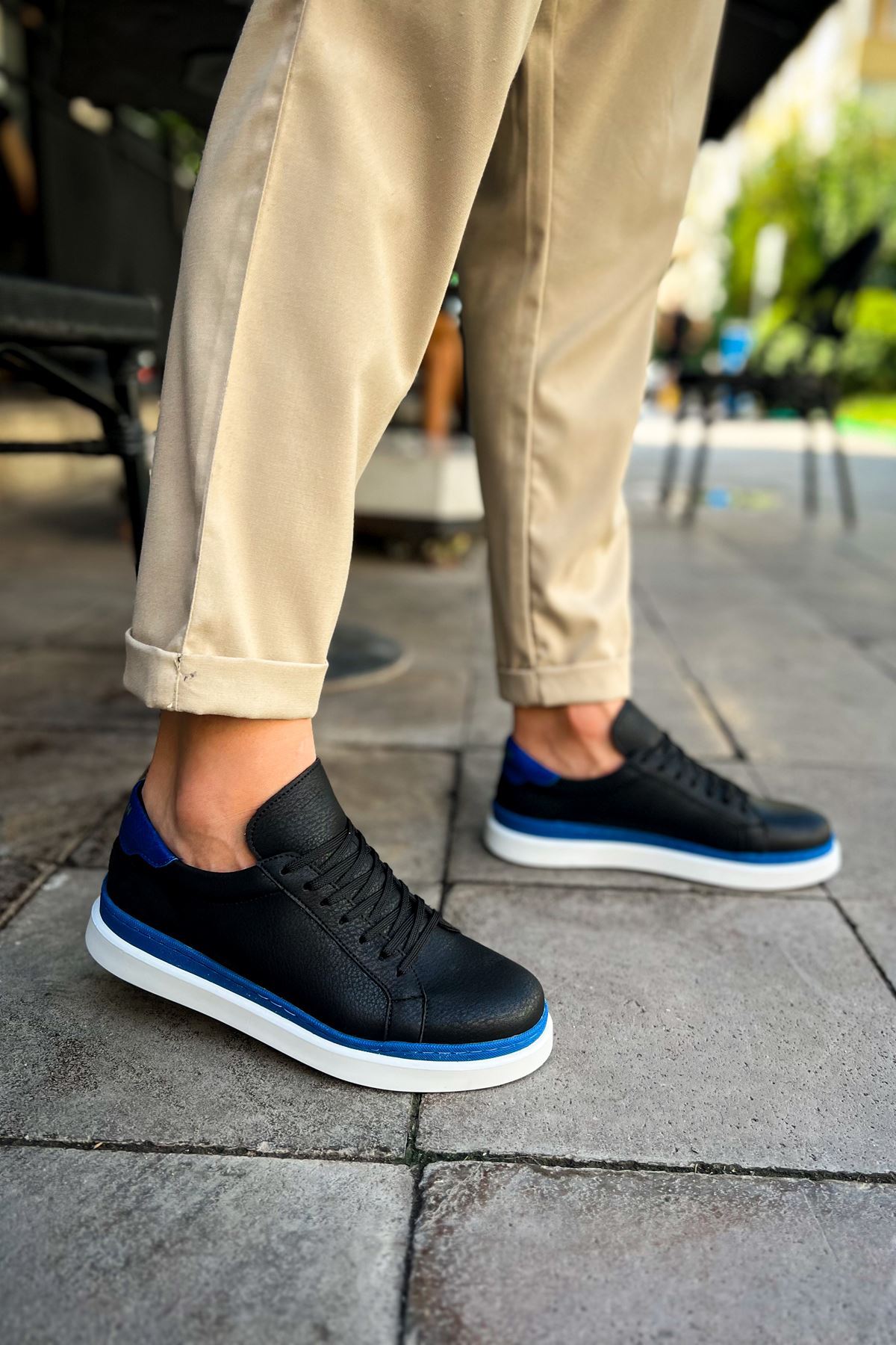 CH979 - Santoni GBT Spor Erkek Ayakkabı SIYAH/MAVI