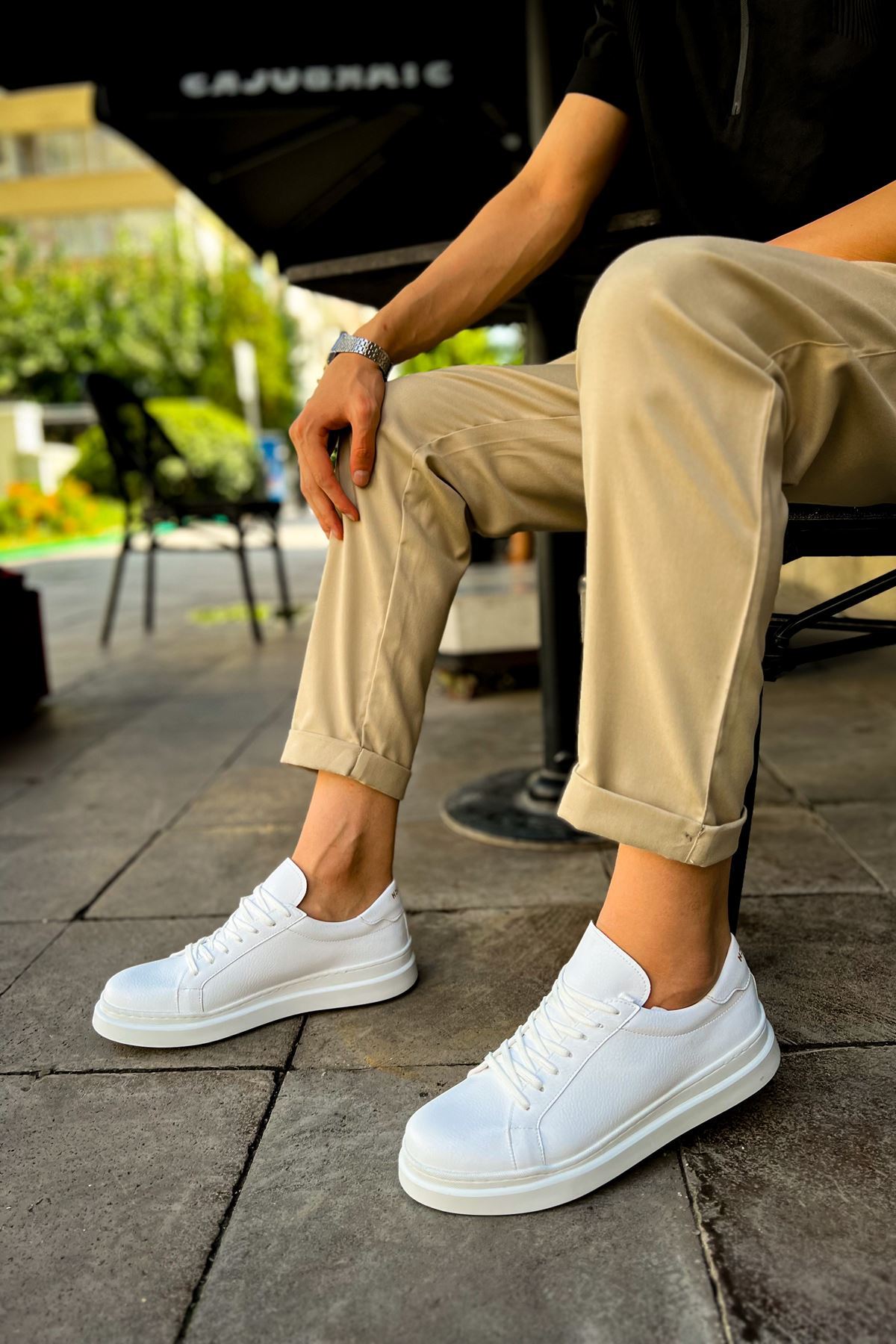 CH979 - Santoni CRT Spor Erkek Ayakkabı BEYAZ