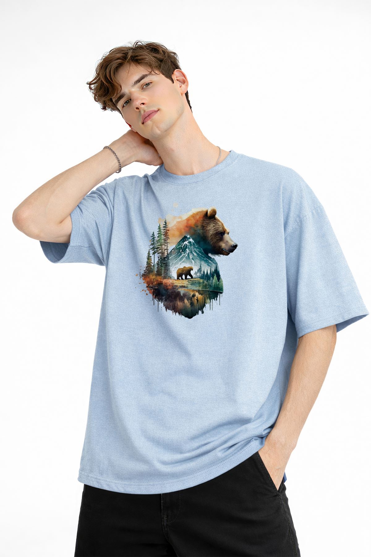 Bear2 - Oversize Tişört Bebek Mavisi