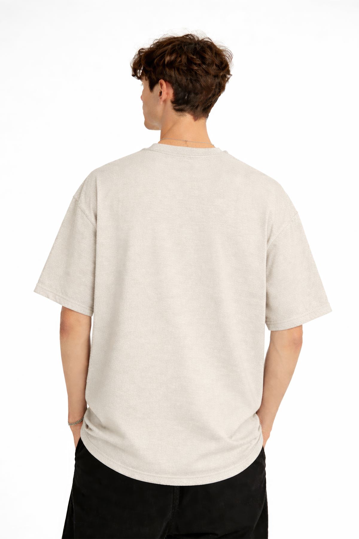 Deer - Oversize Erkek Tişört BEJ