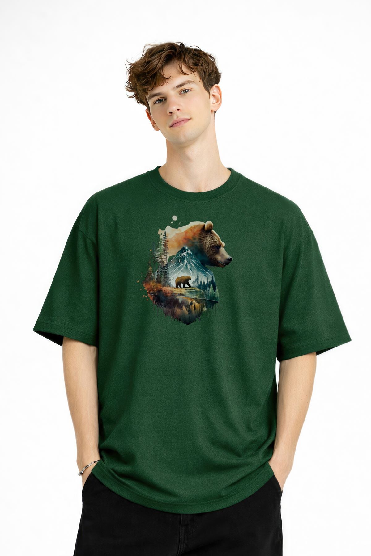 Bear2 - Oversize Tişört HAKI