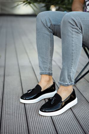 CH002 - RBT Loafer Verniciata Erkek Ayakkabı SIYAH