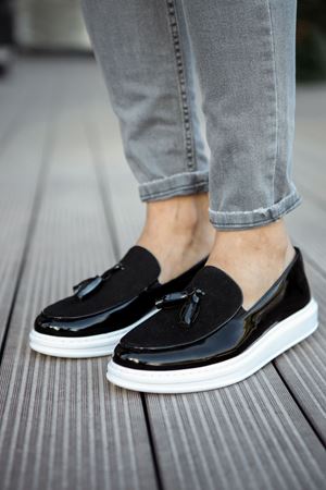 CH002 - RBT Loafer Verniciata Erkek Ayakkabı SIYAH