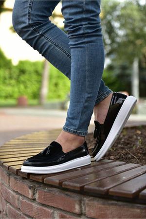 CH002 - RBT Loafer Verniciata Erkek Ayakkabı SIYAH