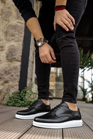 CH003 - DBT Classica Pelle Di Cuoio Erkek Ayakkabı SIYAH