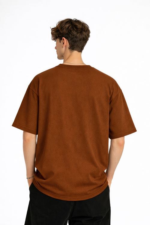 Wolf - Oversize Erkek Tişört KAHVE