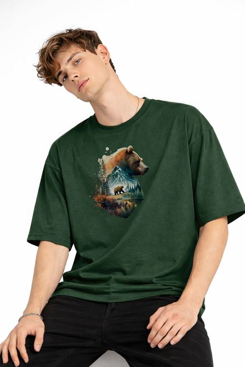 Bear2 - Oversize Tişört HAKI