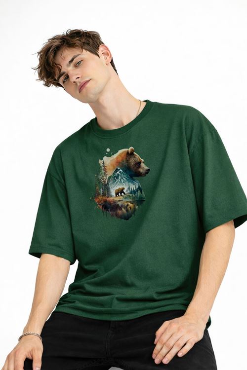 Bear2 - Oversize Tişört HAKI