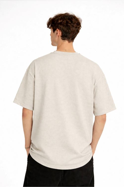 Boston - Baskılı Oversize Tişört BEJ