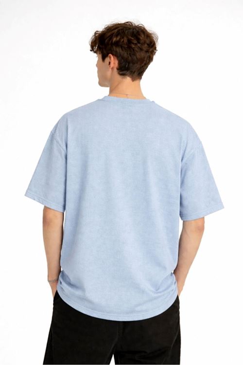 Panda - Baskılı Oversize Tişört AÇIK MAVİ