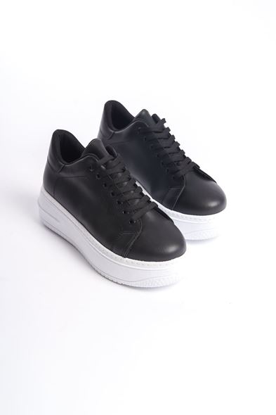 BIANA Bağcıklı Ortopedik Taban Kadın Sneaker Spor Ayakkabı CBT - Siyah