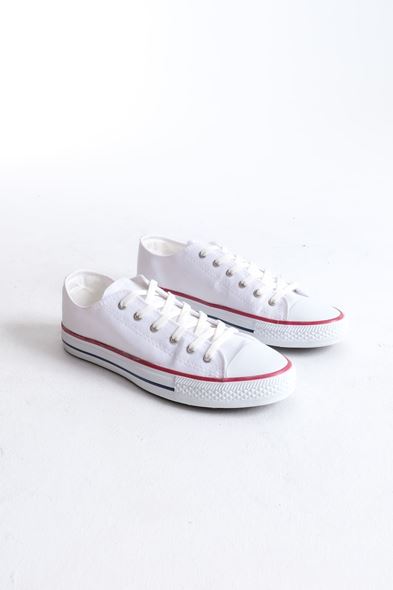 JY0422 Luke Bağcıklı Keten Kumaş Erkek Günlük Sneaker Ayakkabı KBT - Beyaz