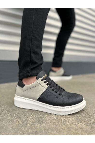 JY151 Boost Bağcıklı Cilt Süet Erkek Günlük Sneaker Ayakkabı CSBT - Siyah/Gri