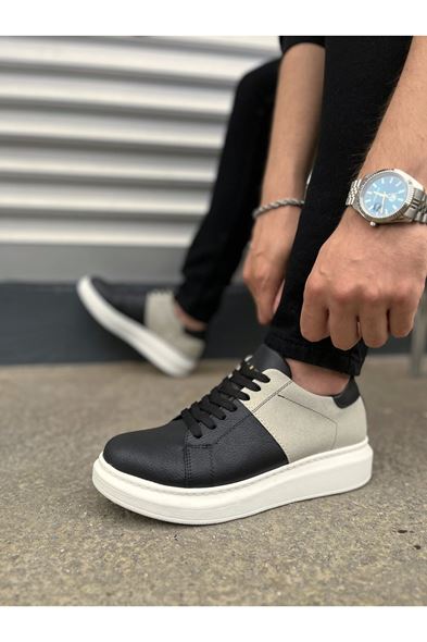 JY151 Boost Bağcıklı Cilt Süet Erkek Günlük Sneaker Ayakkabı CSBT - Siyah/Gri