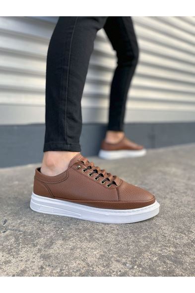 JY0535 Prime Bağcıklı Cilt Erkek Günlük Sneaker Ayakkabı CBT - Taba