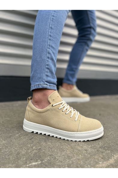 JY152 Cool Bağcıklı Süet Erkek Günlük Spor Klasik Ayakkabı SBT - Krem