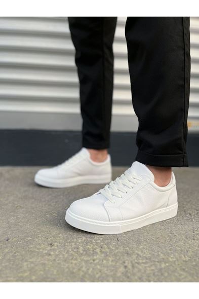 JY165 Elite Bağcıklı Cilt Erkek Günlük Sneaker Ayakkabı CBT - Beyaz