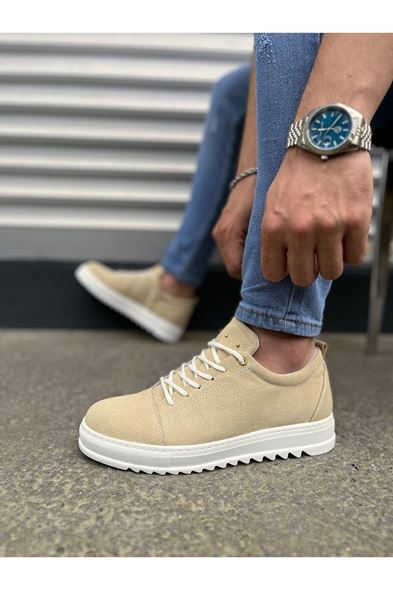 JY152 Cool Bağcıklı Süet Erkek Günlük Spor Klasik Ayakkabı SBT - Krem