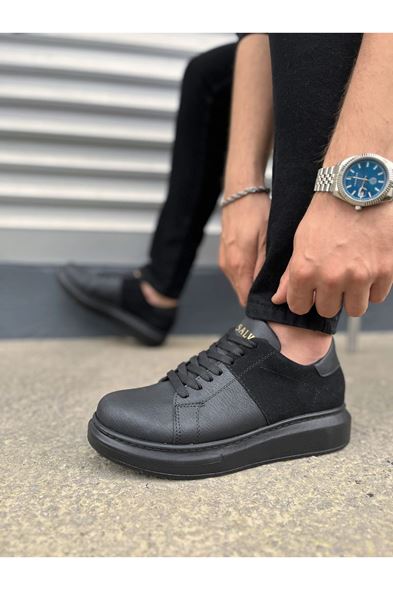 JY151 Boost Bağcıklı Cilt Süet Erkek Günlük Sneaker Ayakkabı CSST - Siyah