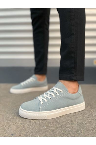 JY122 Mode Bağcıklı Süet Erkek Günlük Sneaker Ayakkabı SBT - Mavi