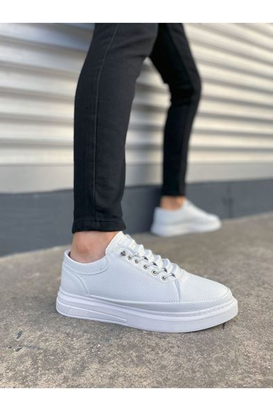 JY0535 Prime Bağcıklı Cilt Erkek Günlük Sneaker Ayakkabı CBT - Beyaz