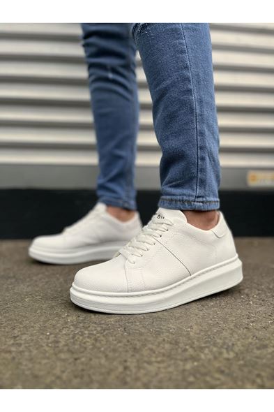 JY151 Boost Bağcıklı Cilt Erkek Günlük Sneaker Ayakkabı CBT - Beyaz