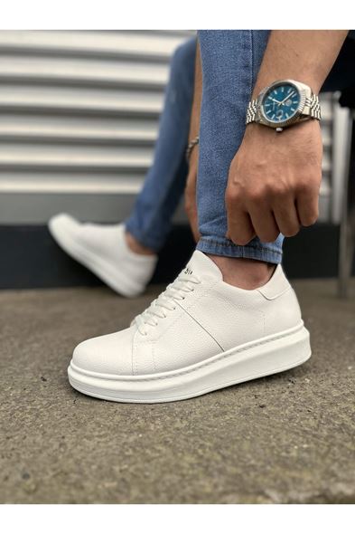 JY151 Boost Bağcıklı Cilt Erkek Günlük Sneaker Ayakkabı CBT - Beyaz