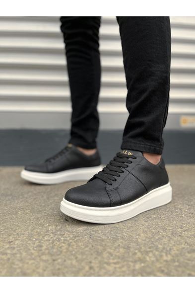 JY151 Boost Bağcıklı Cilt Erkek Günlük Sneaker Ayakkabı CBT - Siyah