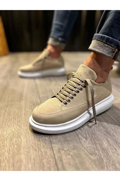 JY914 Drake Bağcıklı Süet Erkek Günlük Sneaker Ayakkabı SBT Krem