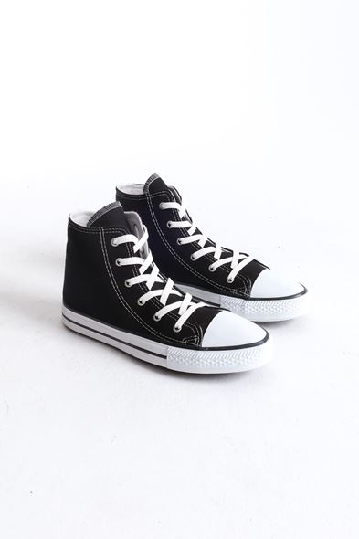 JY0423 AXE Bağcıklı Keten Kumaş Erkek Günlük Sneaker Ayakkabı KBT - Siyah