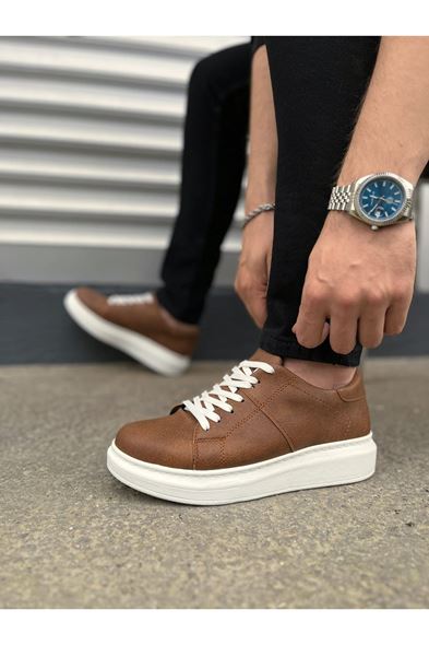 JY151 Boost Bağcıklı Cilt Erkek Günlük Sneaker Ayakkabı CBT - Taba