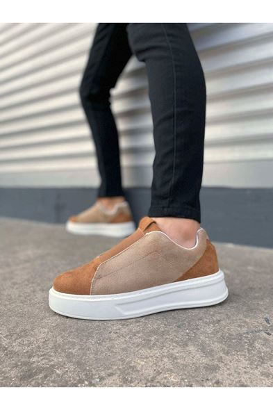 JY007 Alba Bağcıksız Süet Erkek Günlük Sneaker Ayakkabı SBT Taba/Vizon