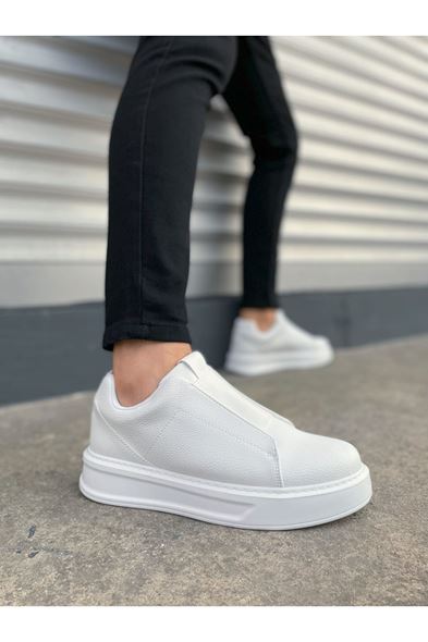 JY007 Alba Bağcıksız Cilt Erkek Günlük Sneaker Ayakkabı CBT Beyaz