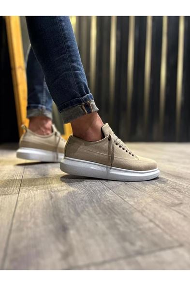 JY914 Drake Bağcıklı Süet Erkek Günlük Sneaker Ayakkabı SBT Krem