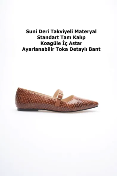 Isolde Kadın Taba Kroko Babet Ayakkabı