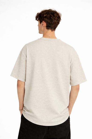 CH - Bear Baskılı Oversize Tişört BEJ