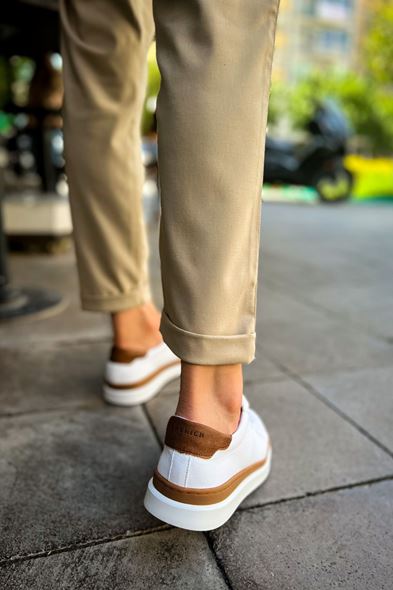 CH979 - Santoni GBT Spor Erkek Ayakkabı BEYAZ/TABA