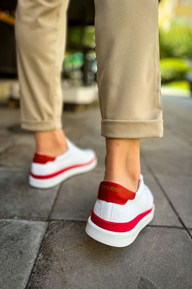 CH979 - Santoni GBT Spor Erkek Ayakkabı BEYAZ/KIRMIZI