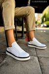 CH979 - Santoni GBT Spor Erkek Ayakkabı BEYAZ/SIYAH