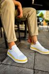 CH979 - Santoni GBT Spor Erkek Ayakkabı BEYAZ/SARI
