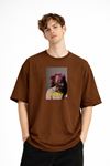 Blurry - Oversize Erkek Tişört KAHVE
