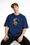 Bear2 - Oversize Tişört Koyu Mavi
