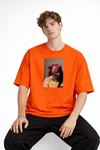 Blurry - Oversize Erkek Tişört TURUNCU