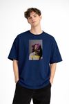 Blurry - Oversize Erkek Tişört Koyu Mavi
