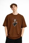 Deer - Oversize Erkek Tişört KAHVE