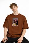 Blurry - Oversize Erkek Tişört KAHVE