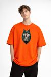 Wolf - Oversize Erkek Tişört TURUNCU