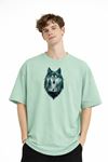 Wolf - Oversize Erkek Tişört SU YESILI