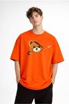 CH - Bear Baskılı Oversize Tişört TURUNCU