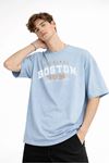 Boston - Baskılı Oversize Tişört AÇIK MAVİ